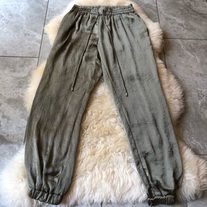 Zara deep green silky pants